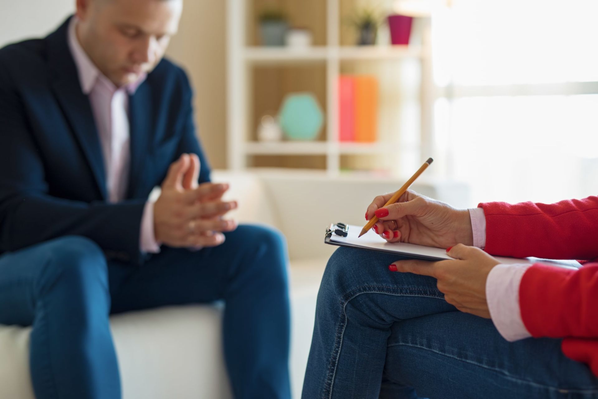 Man in a dual diagnosis treatment counseling session