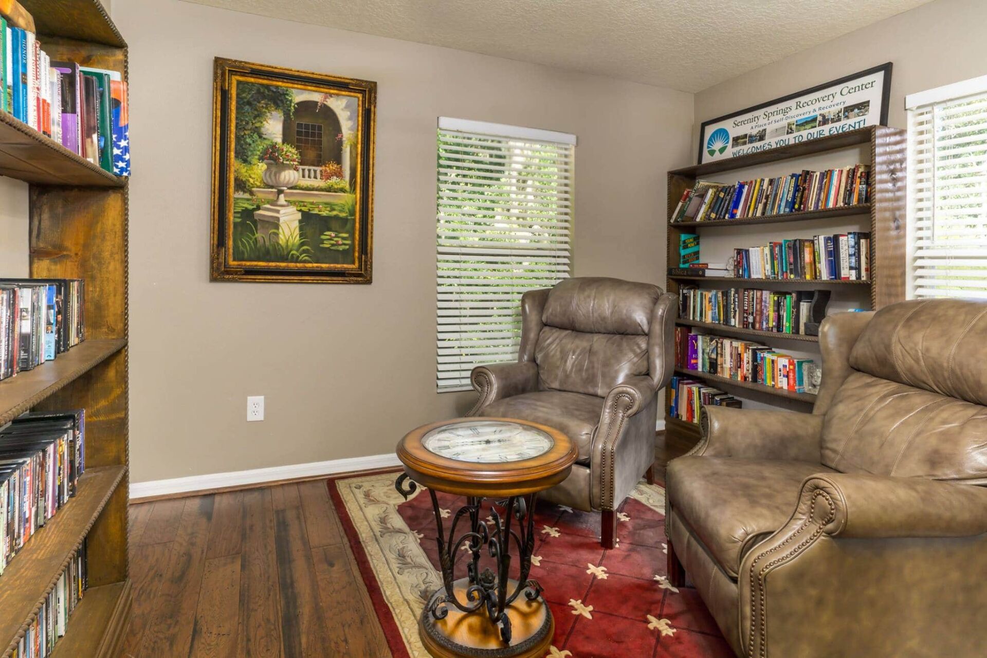 Library study room in the addiction treatment center